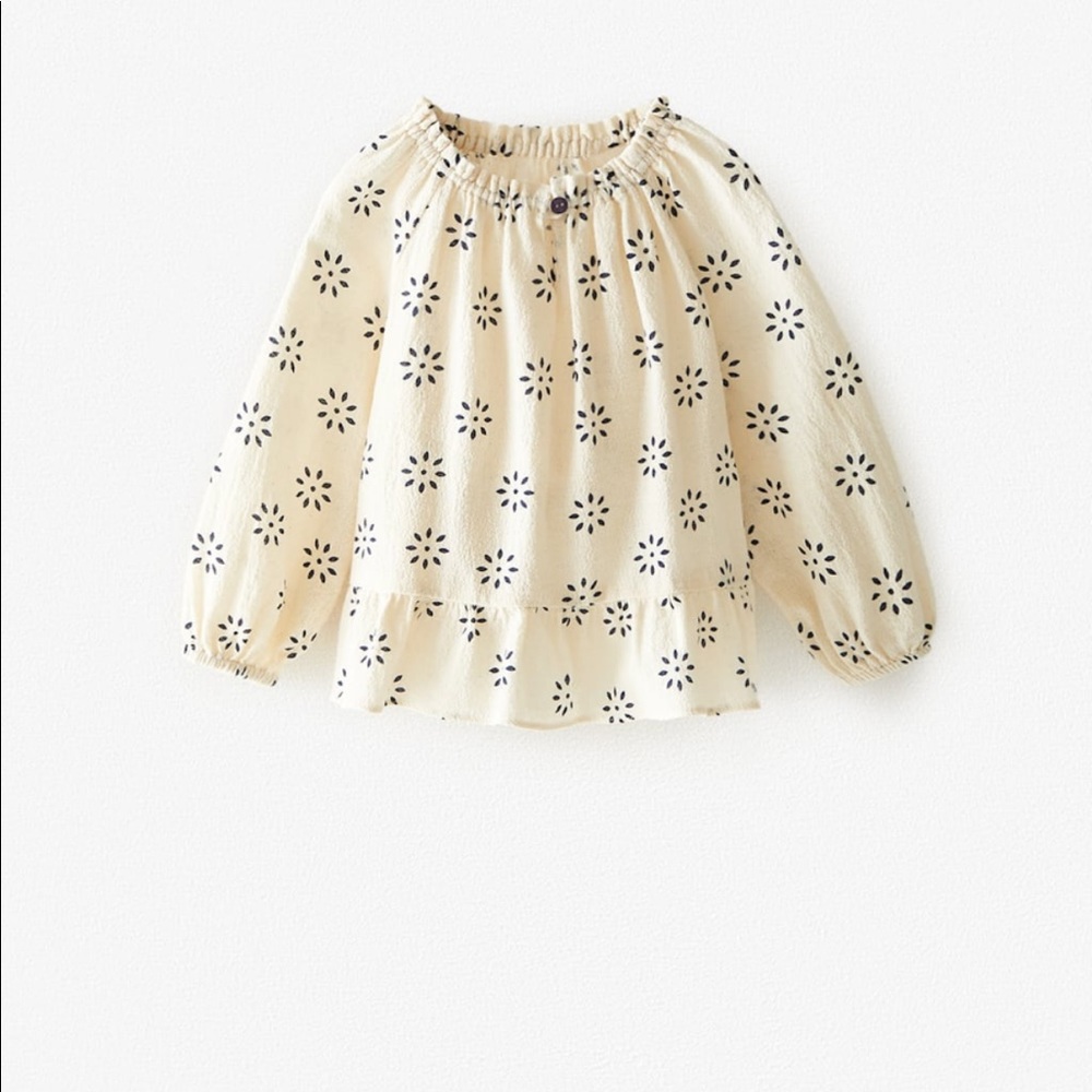 Zara Ecru floral print shirt Size 4T